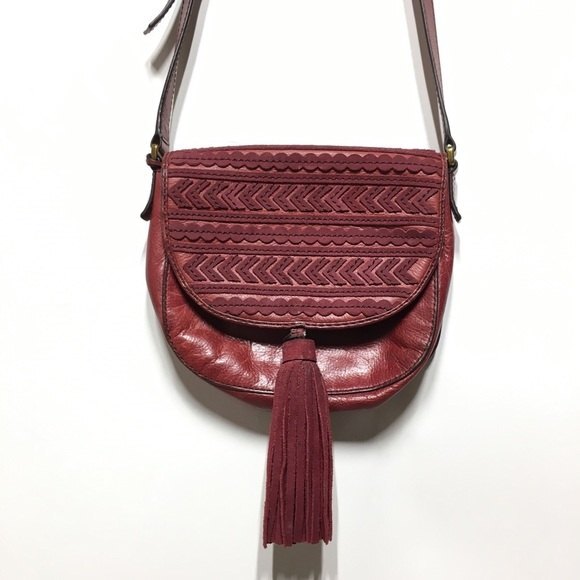 Fossil Emi Saddle Crossbody Leather Bag in Maroon - Picture 6 of 16